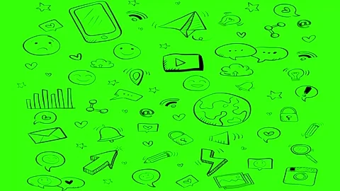 Animated Doodles Background in Green Screen. Background Animation Green Screen. Vídeos de archivo 305264154
