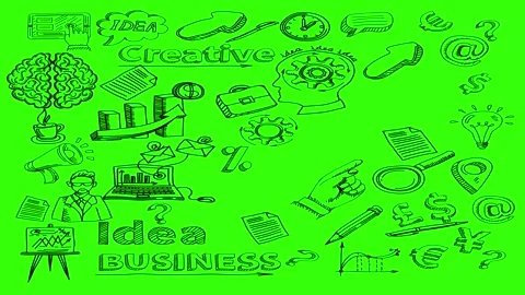 Animated Doodles Background in Green Screen. Background Animation Green Screen. Stock Footage 305264156