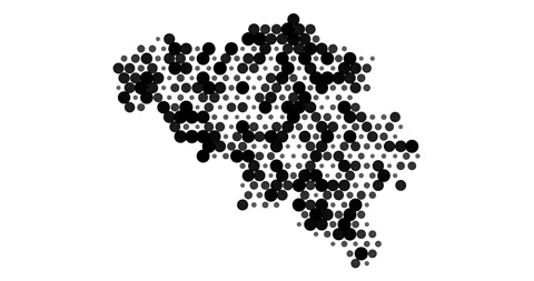 Animated Dot Pattern Map of Belgium Stock Footage 311805220
