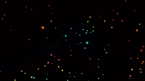 Animated dots of colorful particle dots scattered in the dark sky, Stock Footage 134045997