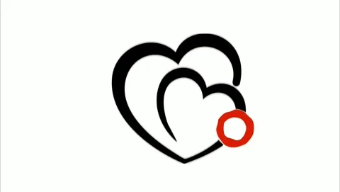 Animated double heart icon with bleeding red splatter effect loop Video stock 337940480