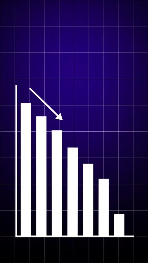 Animated down graph icon design in flat icon style. Finance, Business Infographi Stock Footage 315054498