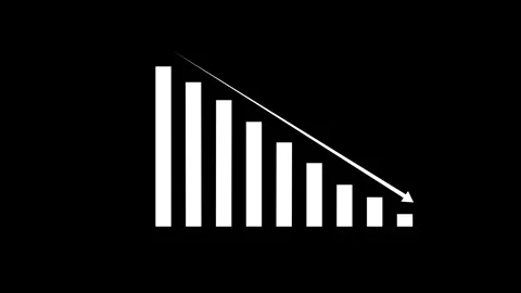 Animated down graph icon designed in flat icon style. Finance, Business Inf.. Stock Footage 293486394