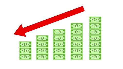 Animated down graph icon designed for business or finance concept Stock Footage 303224661