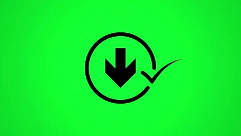Animated download icon with checkmark appearing on green screen background .. Stock Footage 344855191