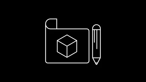 Animated Draft Icon icons in thin line style Stock Footage 314337350