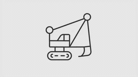 Animated dragline machine line icon Stock Footage 243702704