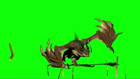 Animated dragon throwing confetti on green screen background Stock Footage 337444037