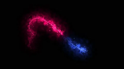 Animated draw heart red blue neon lights lines black background holiday cele Stock Footage 232280883