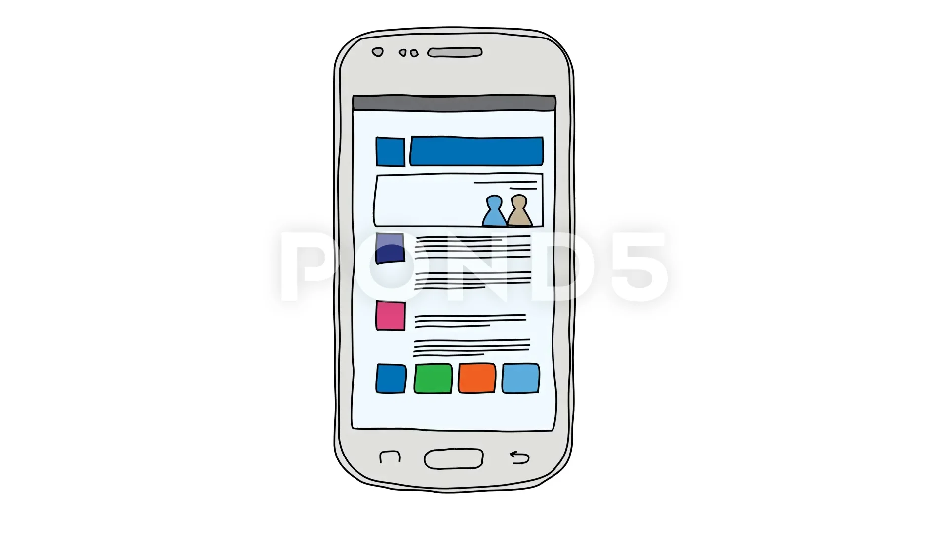 Animated drawing of cellphone applicatio... | Stock Video | Pond5