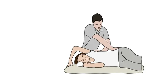 Animated drawing of chiropractor therapy session Stock Footage 96930969