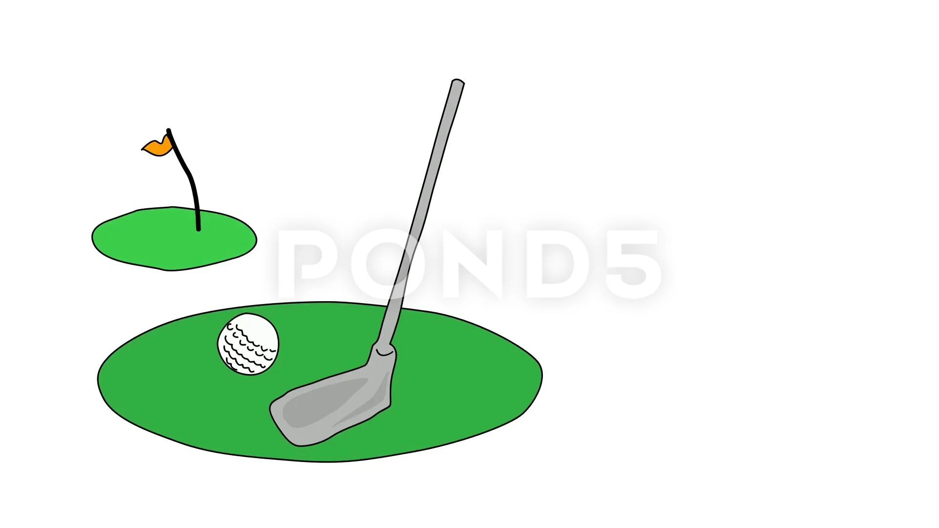 Animated drawing of golf ball on green w... | Stock Video | Pond5