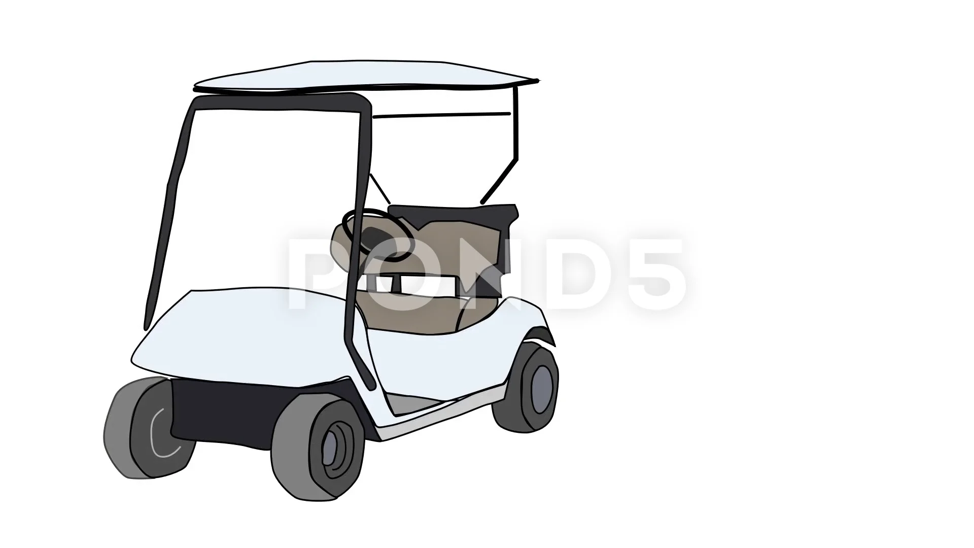 Animated drawing of golf cart | Stock Video | Pond5