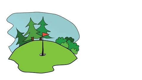 Animated drawing of golf course green ho... | Stock Video | Pond5