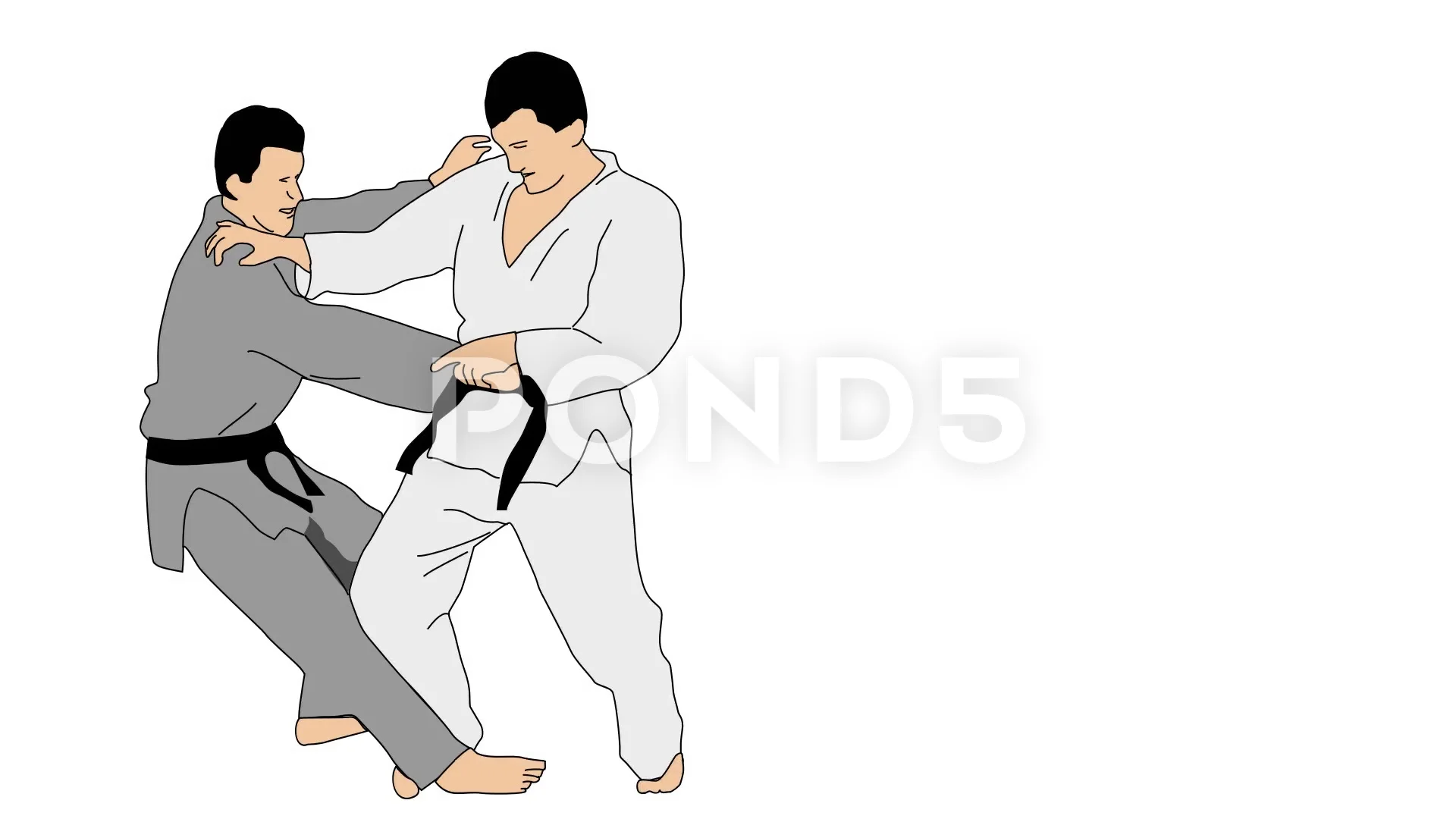 Animated drawing of Judo martial arts fi... | Stock Video | Pond5