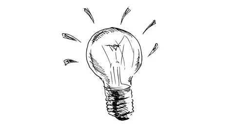 Animated drawing light bulb Stock Footage 52312393