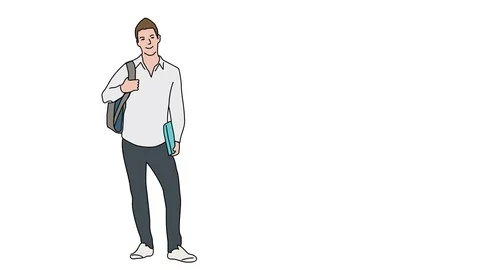 Animated drawing of male student holding... | Stock Video | Pond5