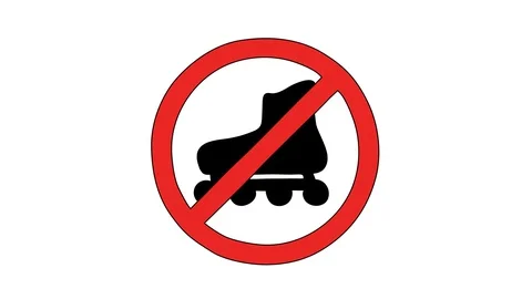 Animated drawing of no roller blading allowed sign Stock Footage 96932347