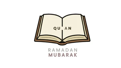 Animated drawing of an open holy quran book with ramadan mubarak text appearing  Stock Footage 325429673