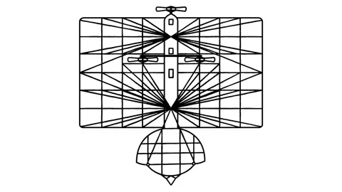 An animated drawing of a plane in the style of Leonardo da Vinci. Stock Footage 119662994