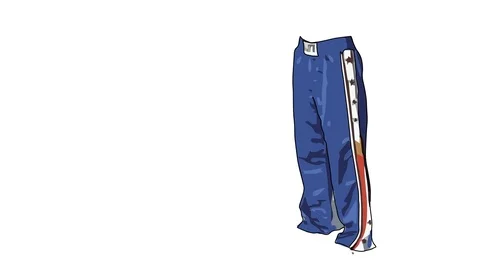 Animated drawing of red white blue kickboxing apparel pants outfit Stock Footage 96931963