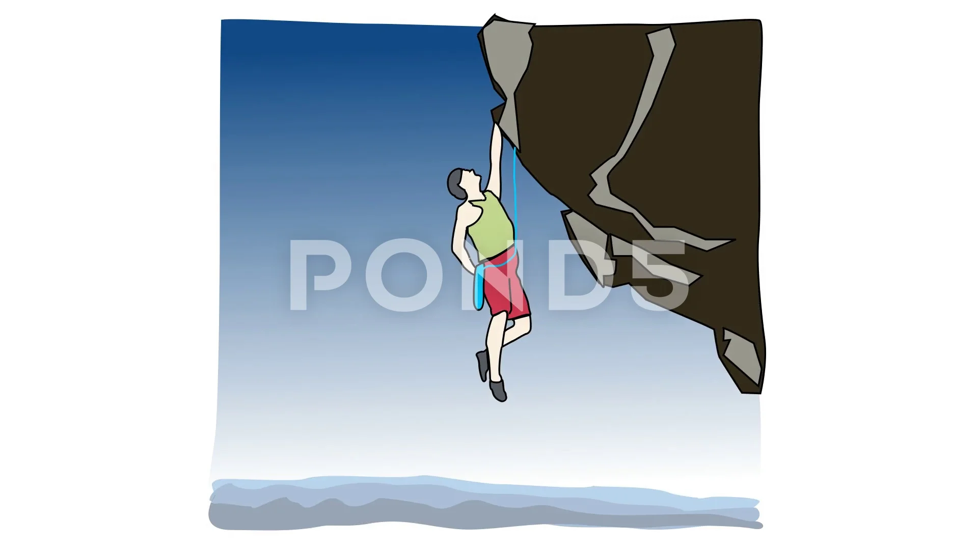 Illustration of a rock climber hanging onto the edge of a