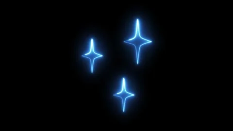 Animated drawing of three glowing blue star shapes in neon style on black b.. Stock Footage 318521308