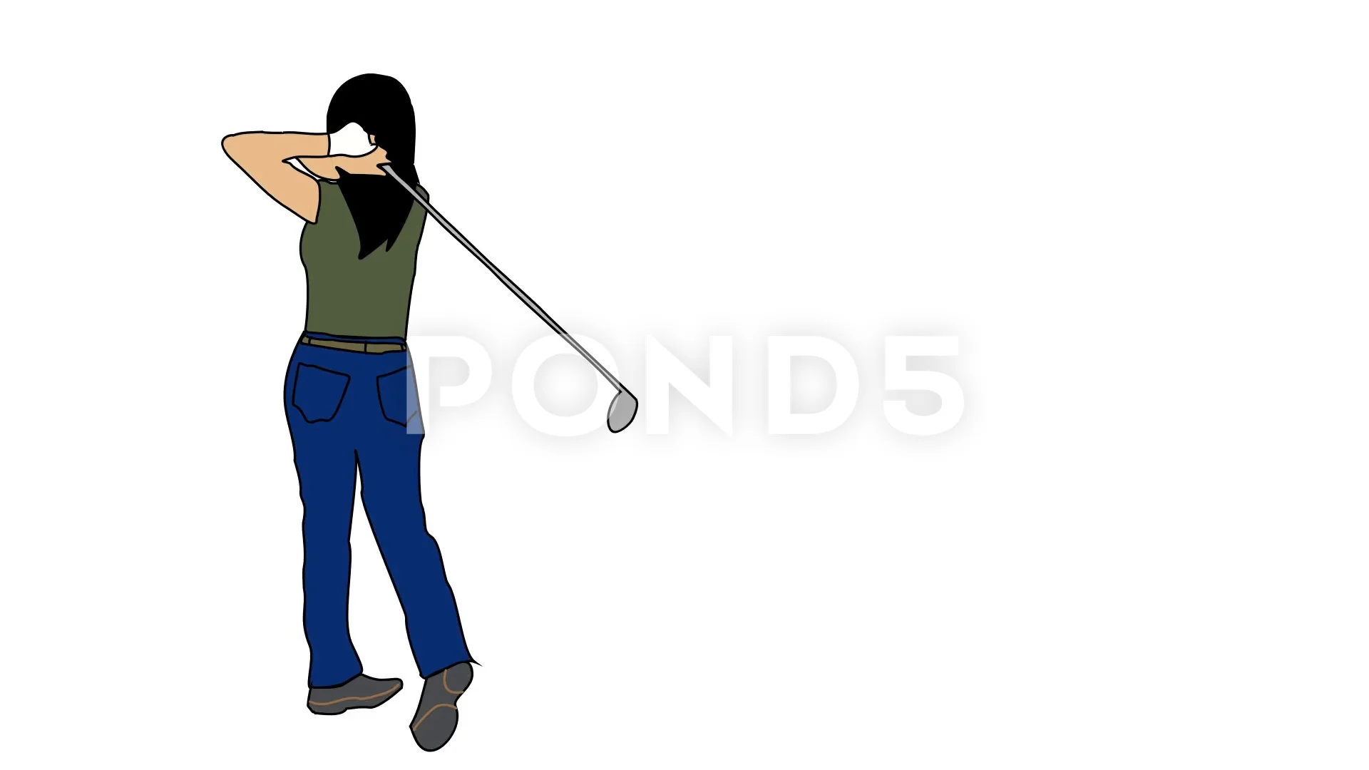 Animated drawing of golf club, Stock Video