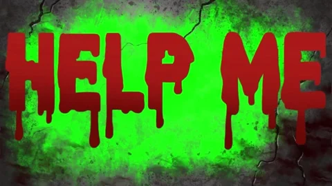 Animated dripping red text help me on green screen background with dripping Video stock 343551803