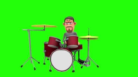Animated drum character rock beat 1 Video stock 85678675