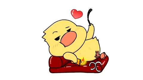 Animated Duck Resting on Red Sofa with Chained Handcuffs - White Background Stock Footage 282778066