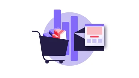 Animated E-commerce Marketing Icons, Infographic Background, Flat Shop and R 動画素材 338279188