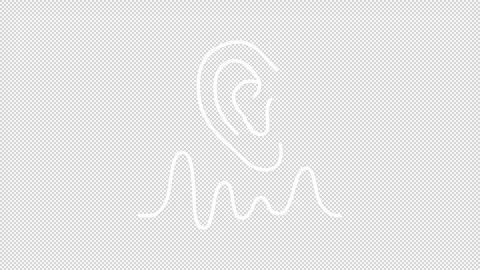 Animated ear and sound wave white line icon Stock Footage 340353796
