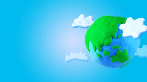 Animated Earth with clouds, loop. Stop motion Stock Footage 7761824