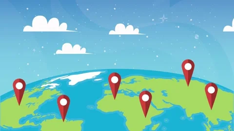 Animated earth globe with multiple map location pin markers spreading acros.. Stock-Footage 339049438