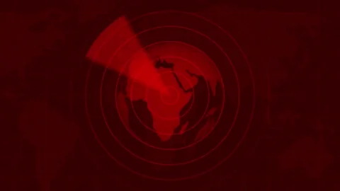 Animated earth planet sphere rotating with radio waves signal on background Stock Footage 263803215