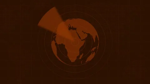 Animated earth planet sphere rotating with radio waves signal on background Stock Footage 263803217