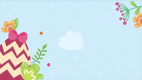 Animated easter egg background with decorative flowers and botanical elemen.. Stock Footage 339261263