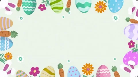 Animated Easter egg frame with cute bunny ears around copy space Stock Footage 332910888