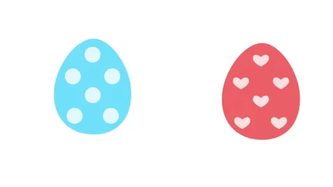 Animated Easter eggs move playfully on a white background. Each egg features a Stock Footage 325436103