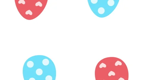 Animated Easter eggs rotate playfully on a white background boarder or frame Stock Footage 312237934