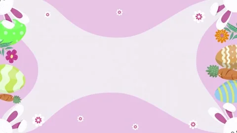 Animated Easter frame with cute bunny ears and eggs Stock Footage 332910793