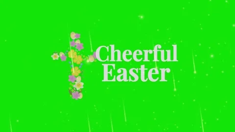 Animated easter greeting with flower cross and falling stars on green screen Stock Footage 340880538