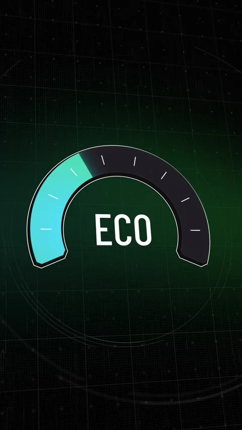Animated ECO performance meter, from low blue indicator (poor efficiency, neg 库存影片 327554376