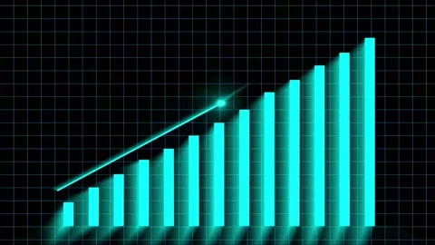 Animated economic bar chart and trend graph showing financial development i.. Stock Footage 313421705