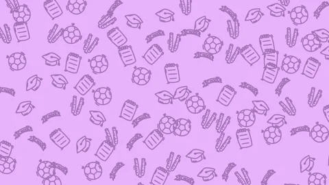 Animated education icon seamless pattern Drawings of lips, documents, mortarboar Stock Footage 321179511