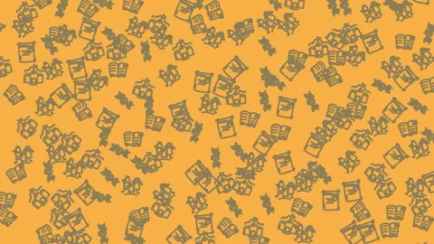 Animated education icon seamless pattern Scattered icons resembling bags Stock Footage 321179568