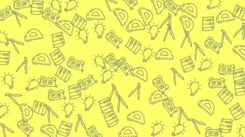 Animated education icon seamless pattern school supply drawings Stock Footage 321179576