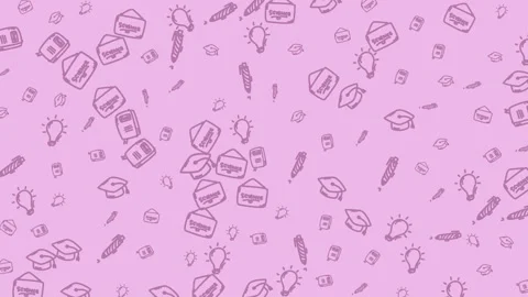 Animated education icon seamless pattern like lightbulbs, feathers, books Stock Footage 321179830