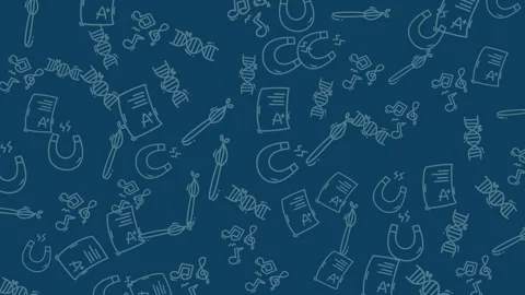 Animated education icon seamless pattern like magnets, dna, and documents Stock Footage 321179956